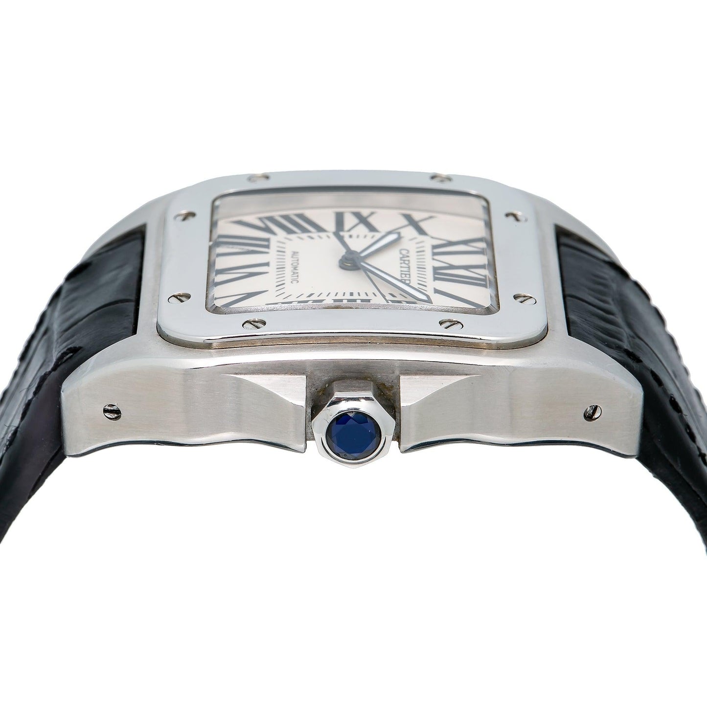 Cartier Santos 100 2656 38MM White Dial With Leather Bracelet