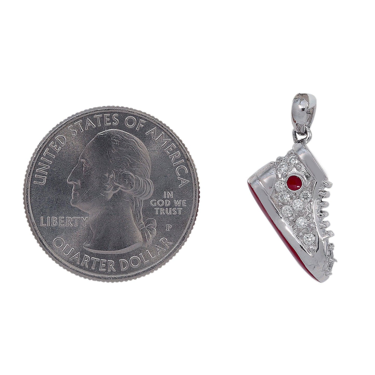 14K White Gold Diamond Shoe Shaped Pendant