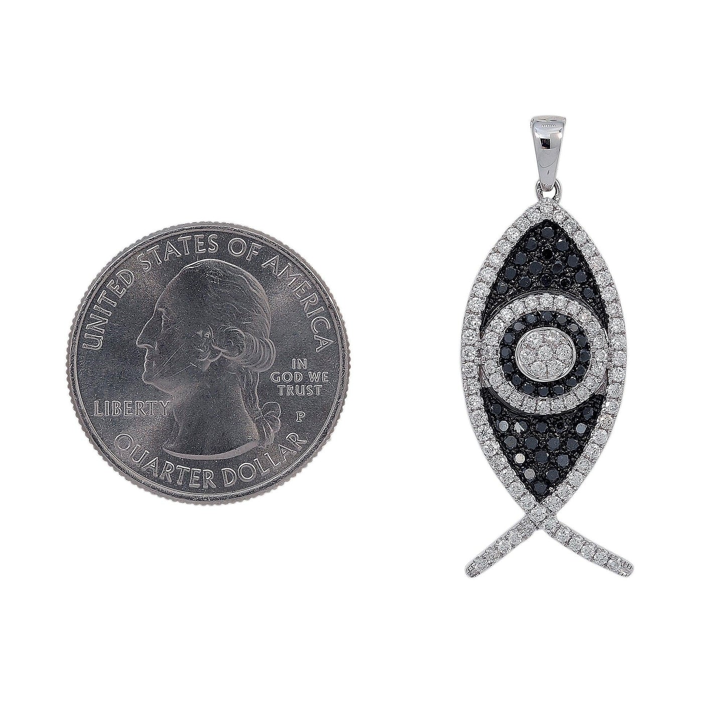 18K White Gold Diamond Fish Shaped Pendant