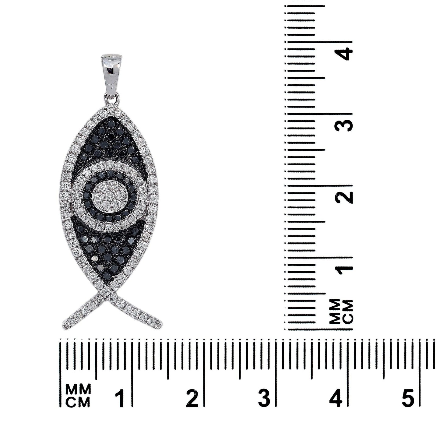 18K White Gold Diamond Fish Shaped Pendant