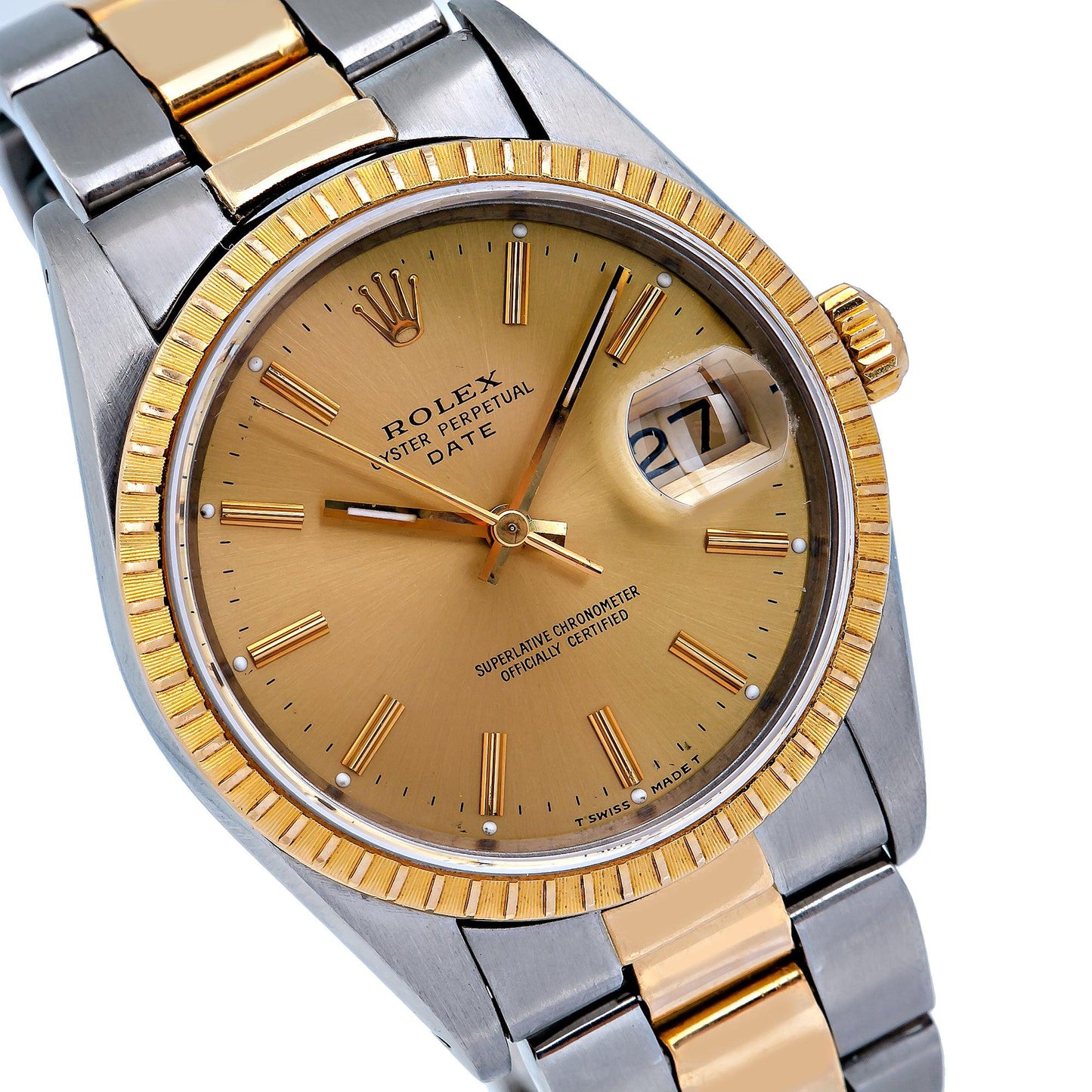 Rolex Oyster Perpetual Date 15233 34MM Champagne Dial With Two Tone Jubilee Bracelet