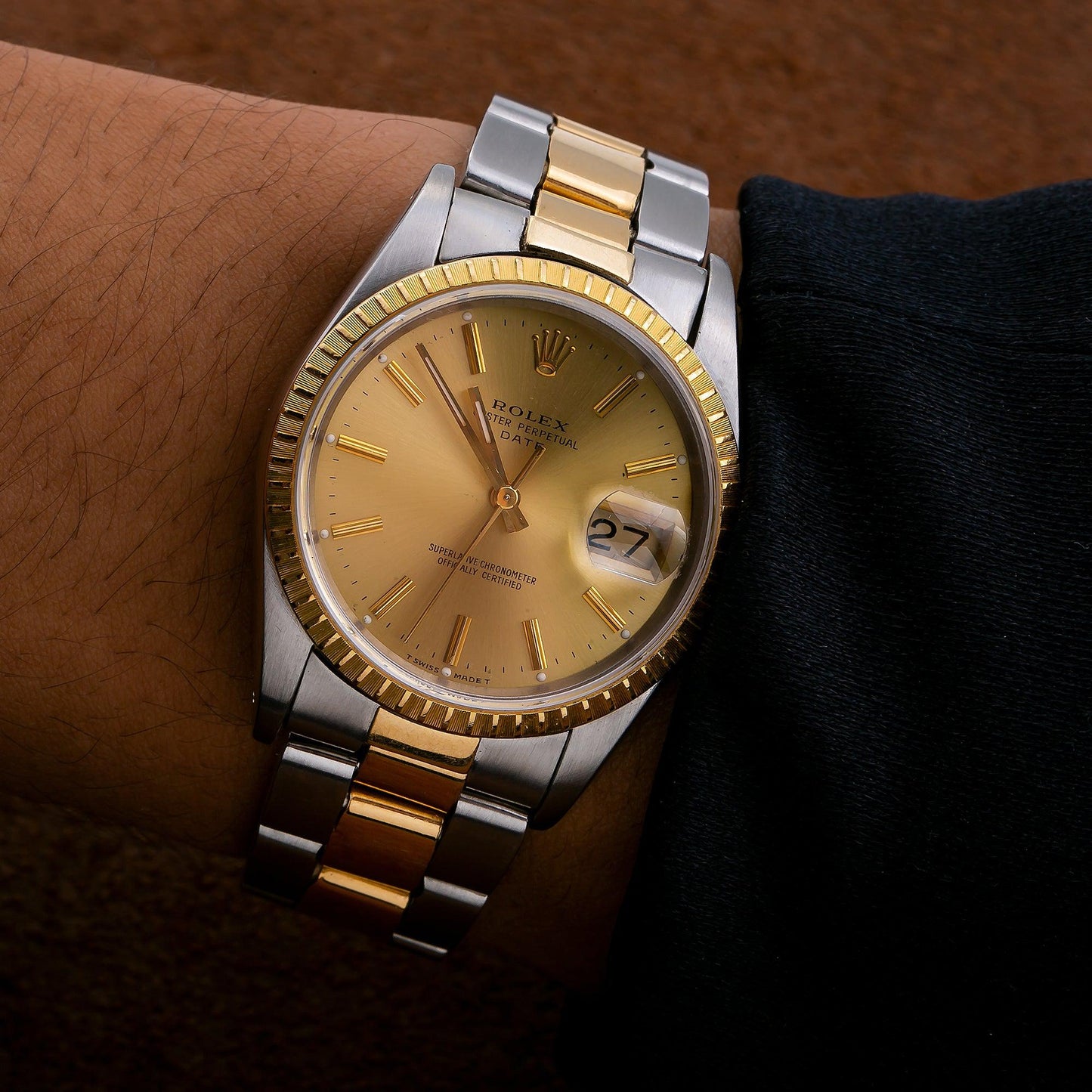 Rolex Oyster Perpetual Date 15233 34MM Champagne Dial With Two Tone Jubilee Bracelet