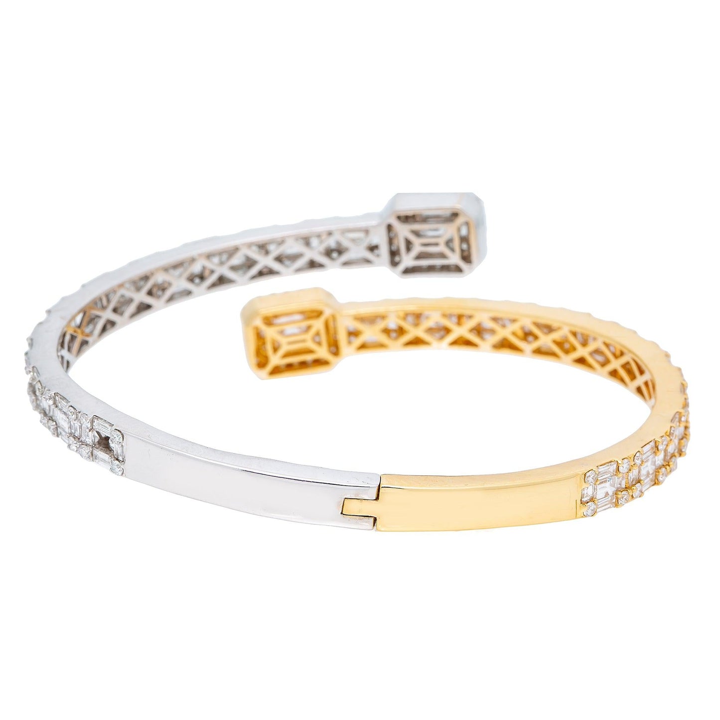 18K White/Yellow Gold Baguette Diamonds Bracelet 5.42 CT
