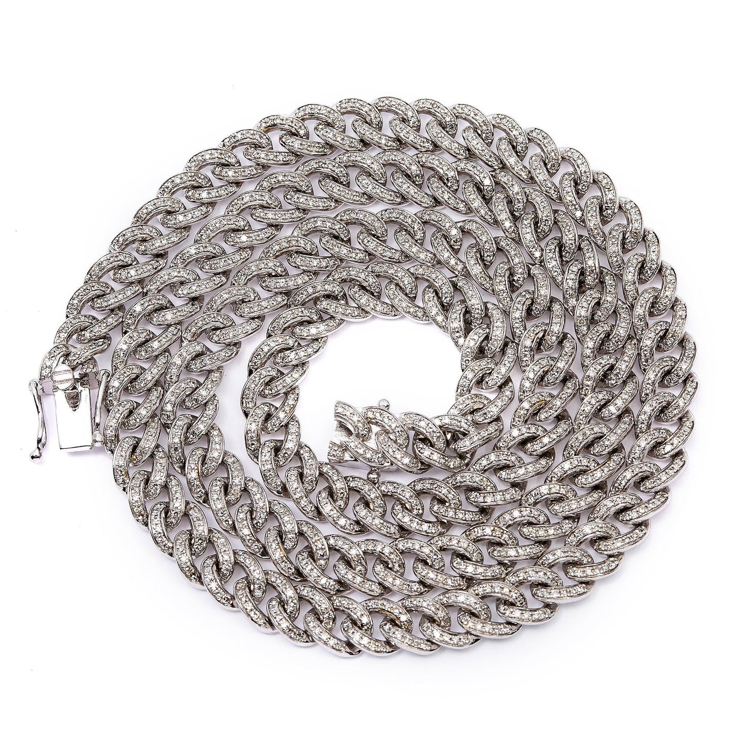 10K WHITE GOLD MIAMI CUBAN CHAIN LINK WITH 3.50 CT DIAMONDS