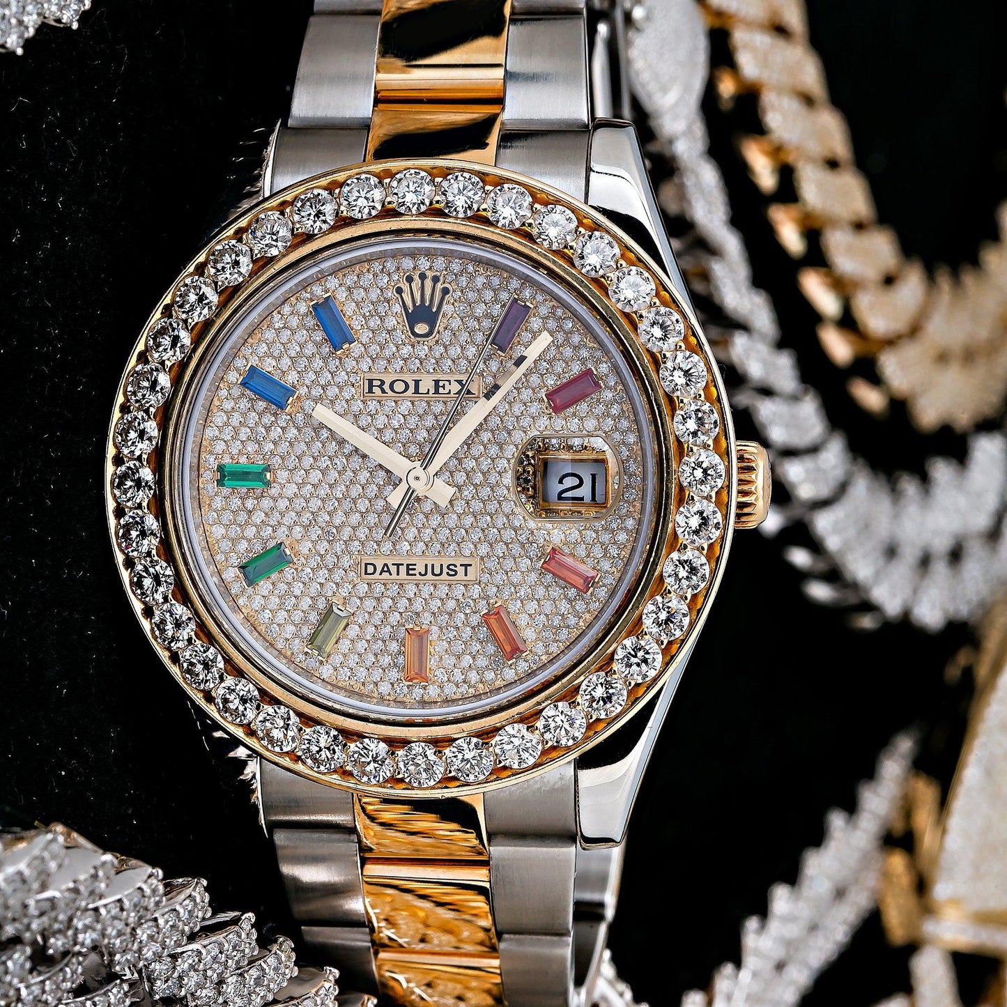 Rolex Datejust II 116333 41MM Champagne Diamond Dial With Two Tone Oyster Bracelet