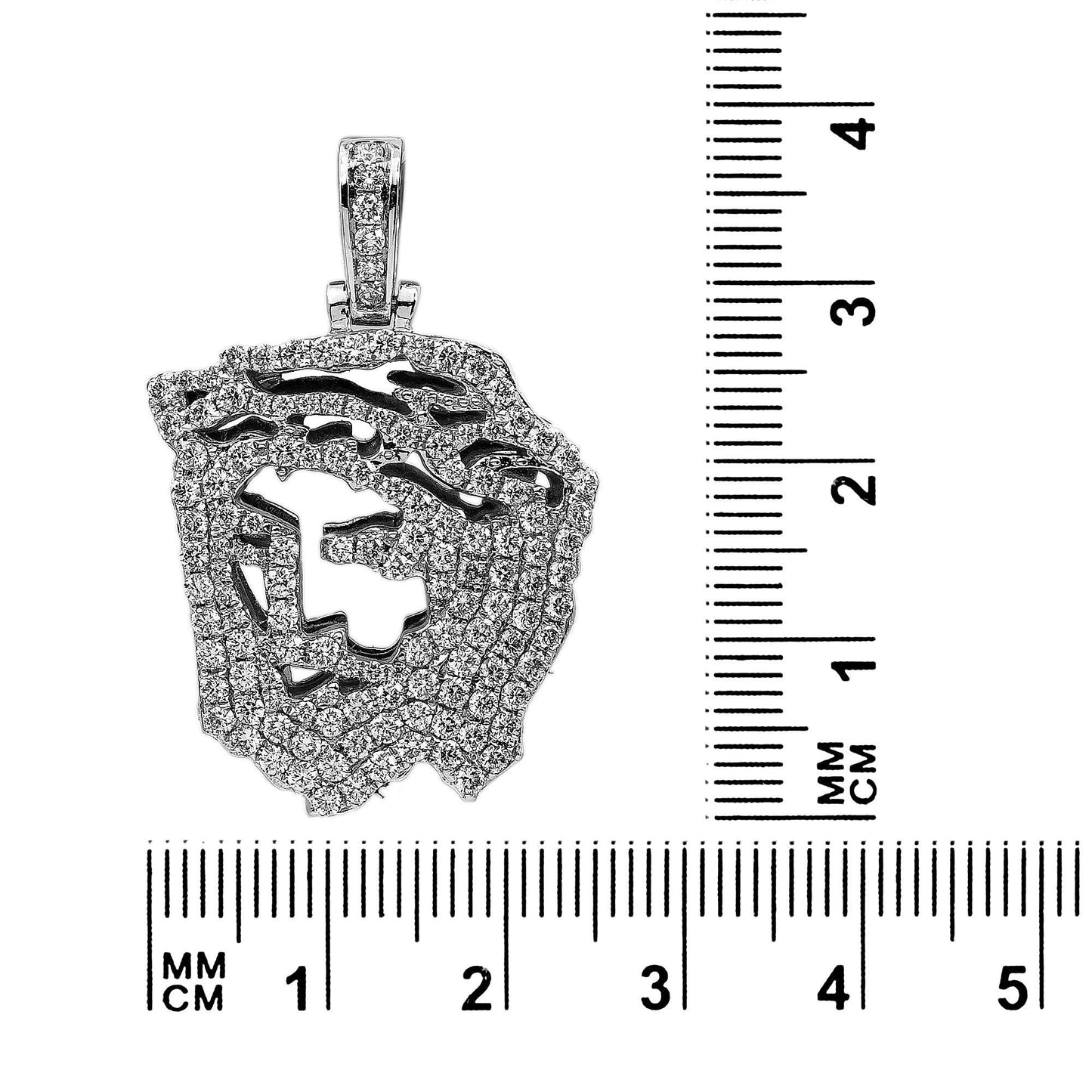 14K White Gold Diamond Jesus Head Shaped Pendant
