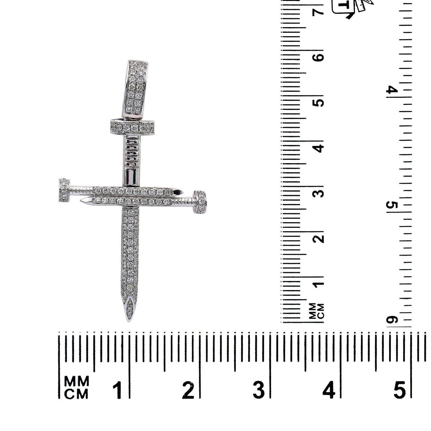 14K White Gold Diamond Cross Shaped Pendant
