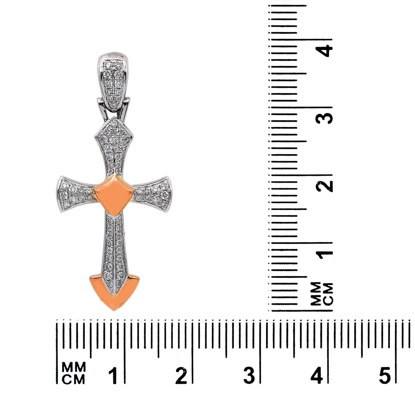 14K White Gold Diamond Cross Shaped Pendant