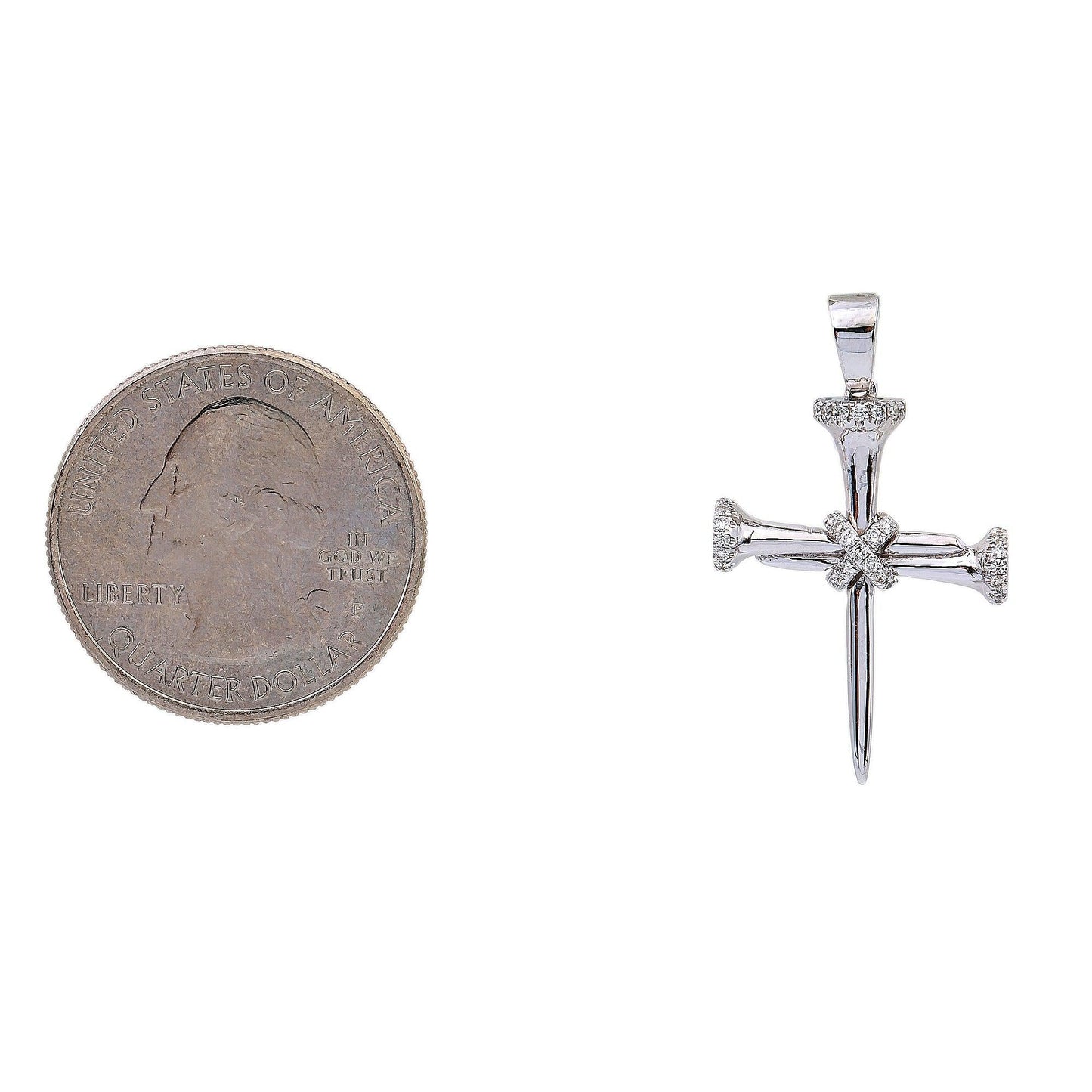 14K White Gold Diamond Cross Shaped Pendant