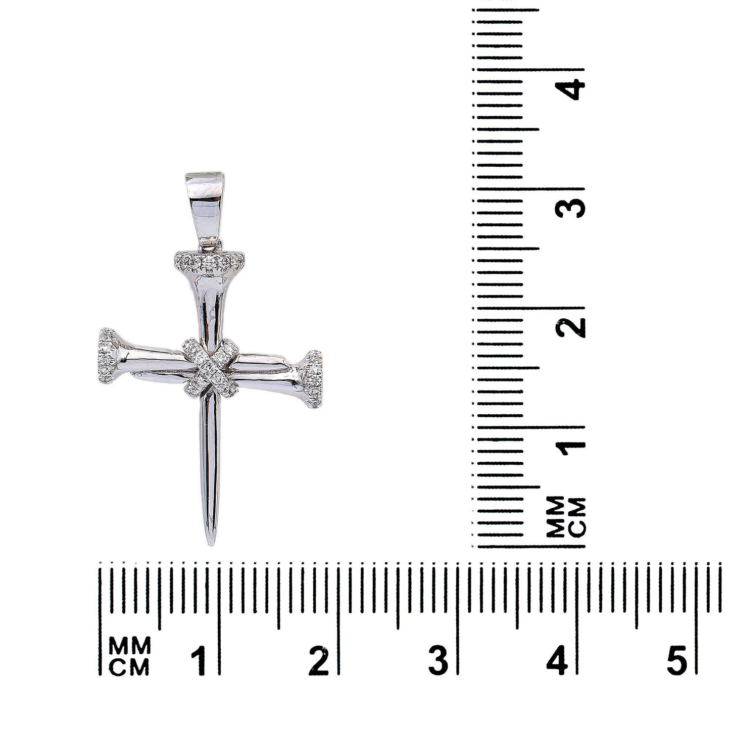 14K White Gold Diamond Cross Shaped Pendant
