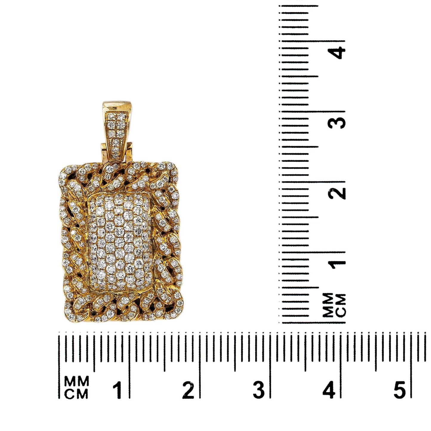 14K Yellow Gold Diamond Rectangular Shaped Pendant