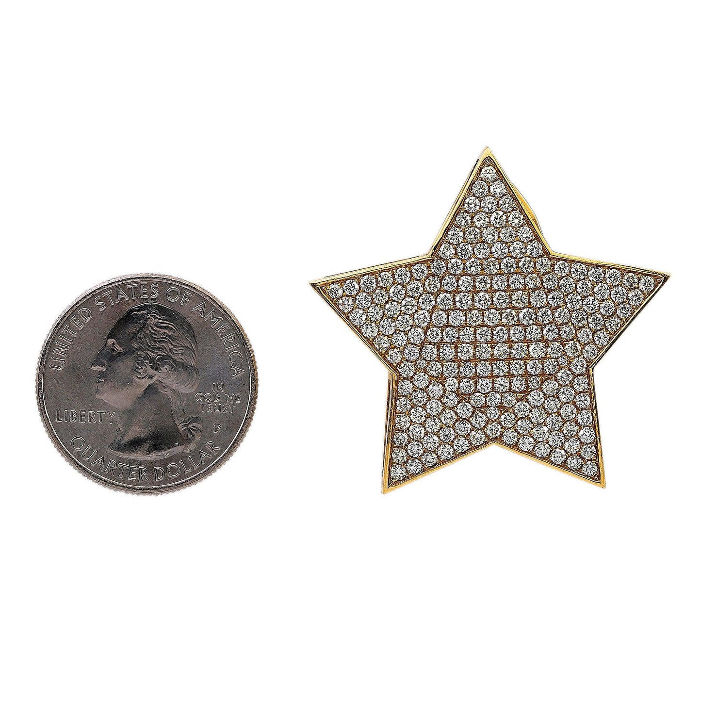 14K Yellow Gold Diamond Star Shaped Pendant