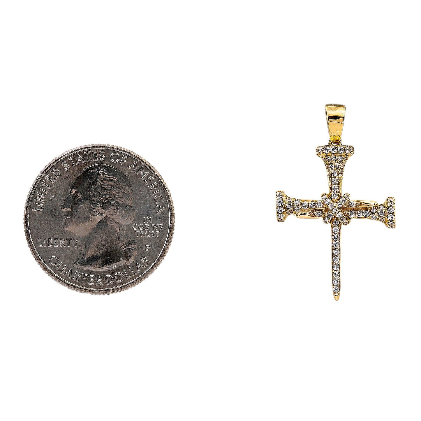 14K Yellow Gold Diamond Cross Shaped Pendant