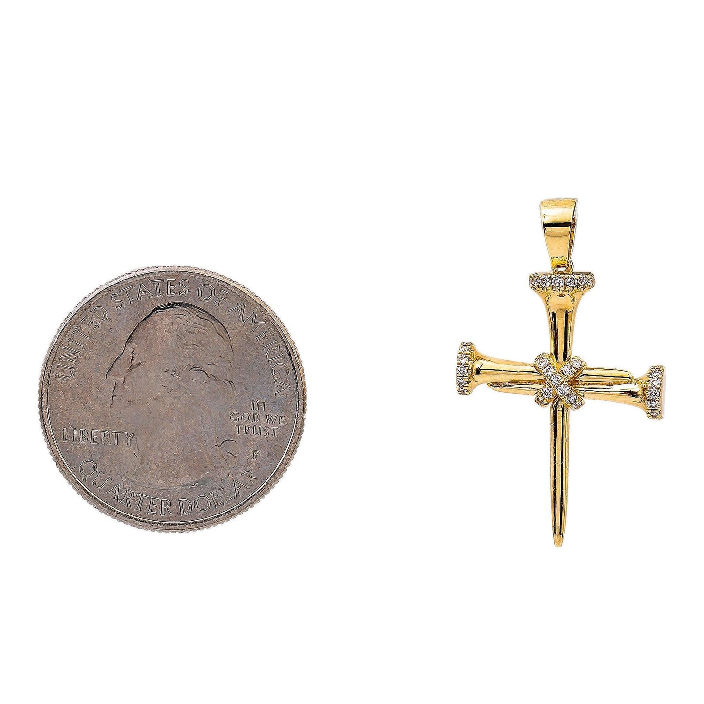 14K YELLOW GOLD DIAMOND CROSS PENDANT 0.16 CT