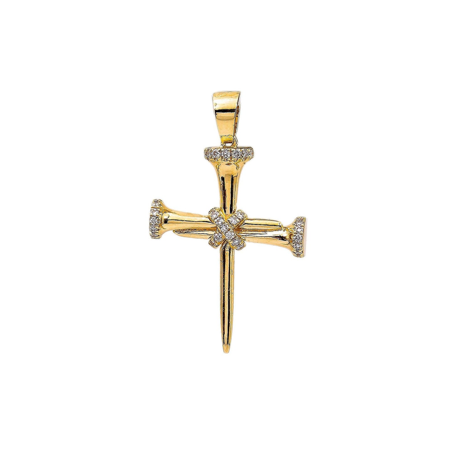 14K YELLOW GOLD DIAMOND CROSS PENDANT 0.16 CT