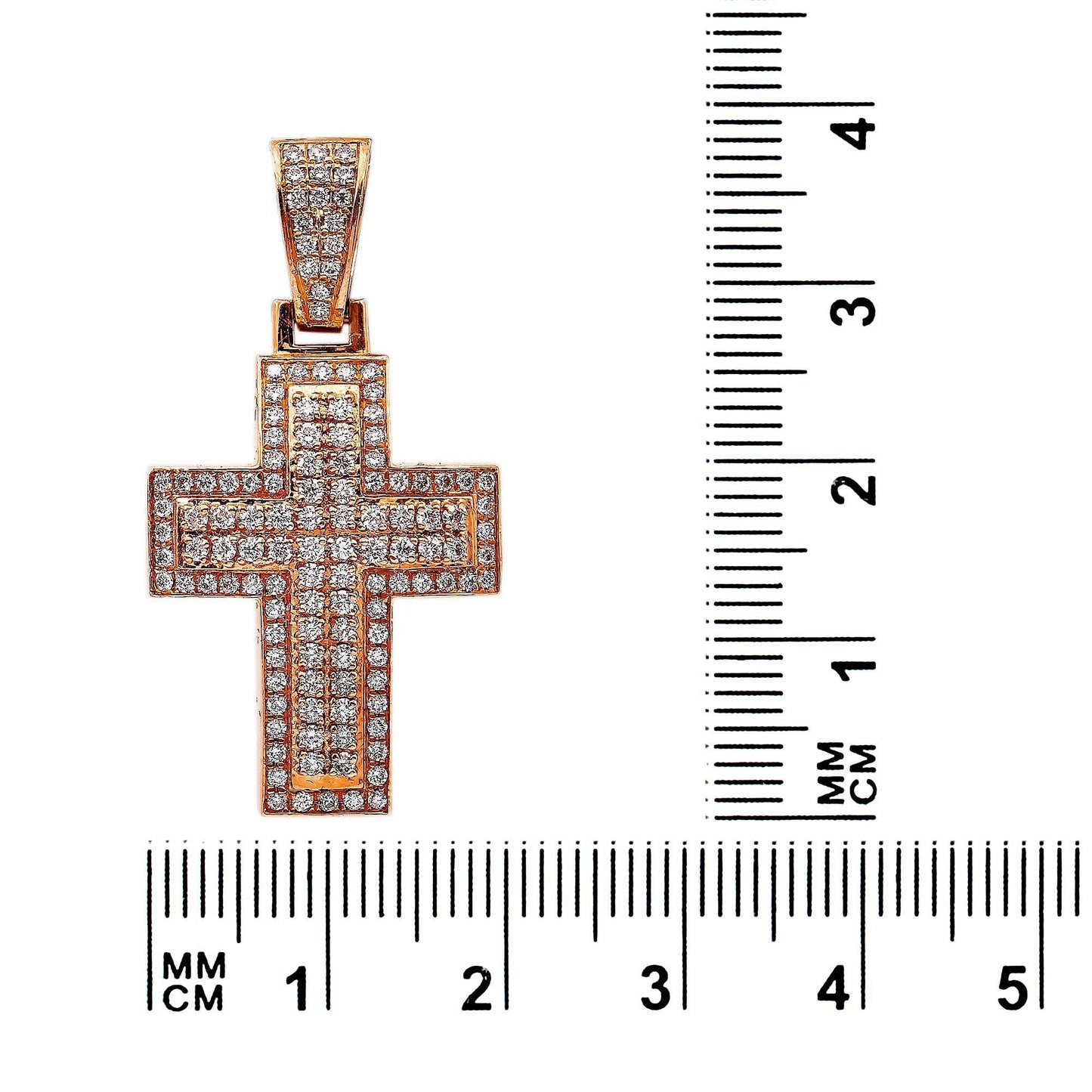 14K Rose Gold Diamond Cross Shaped Pendant