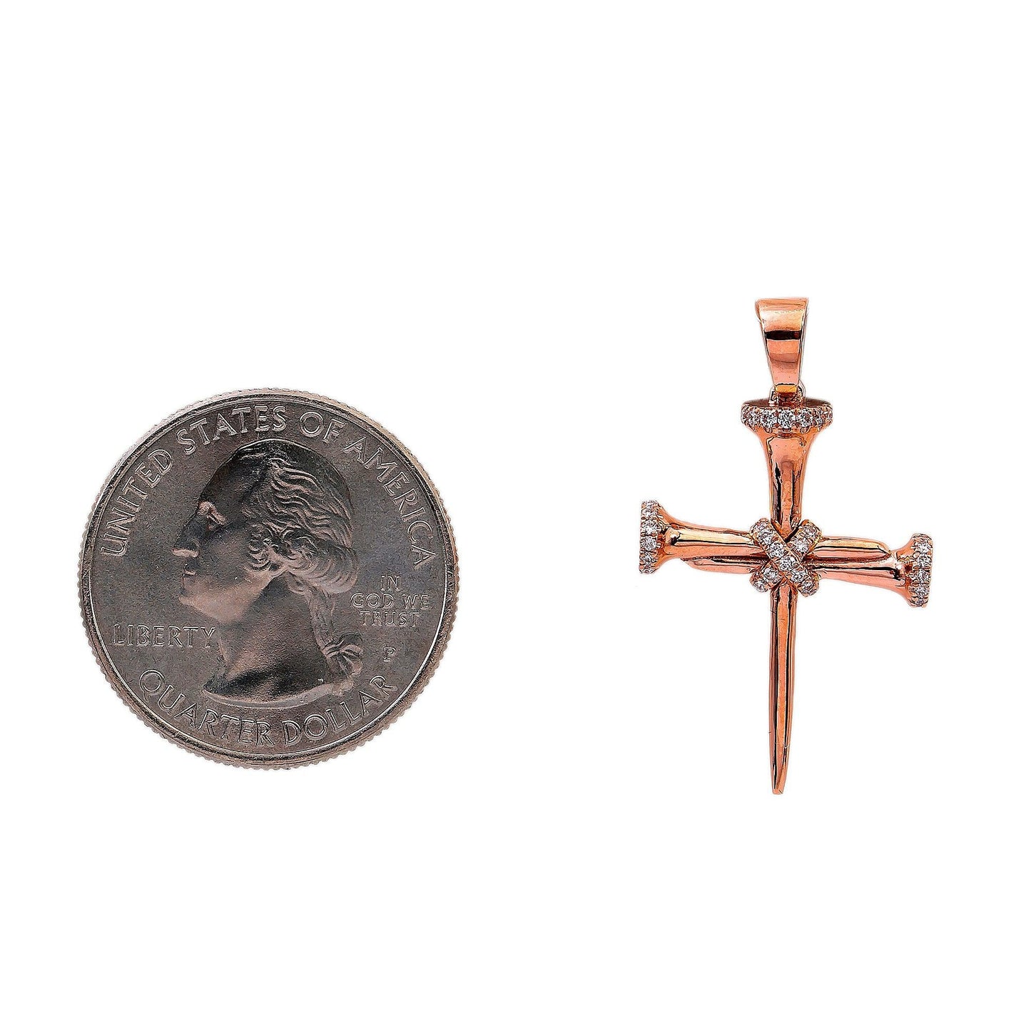 14K Rose Gold Diamond Cross Shaped Pendant