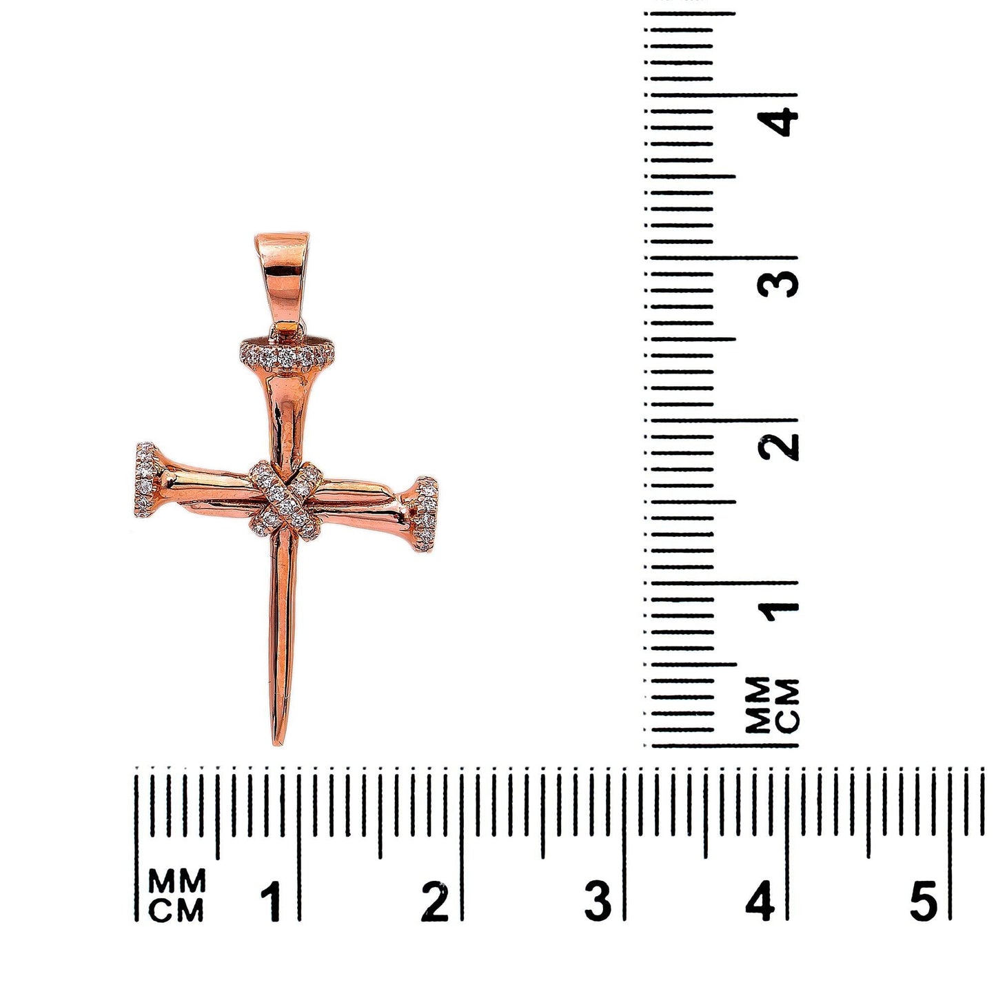 14K Rose Gold Diamond Cross Shaped Pendant