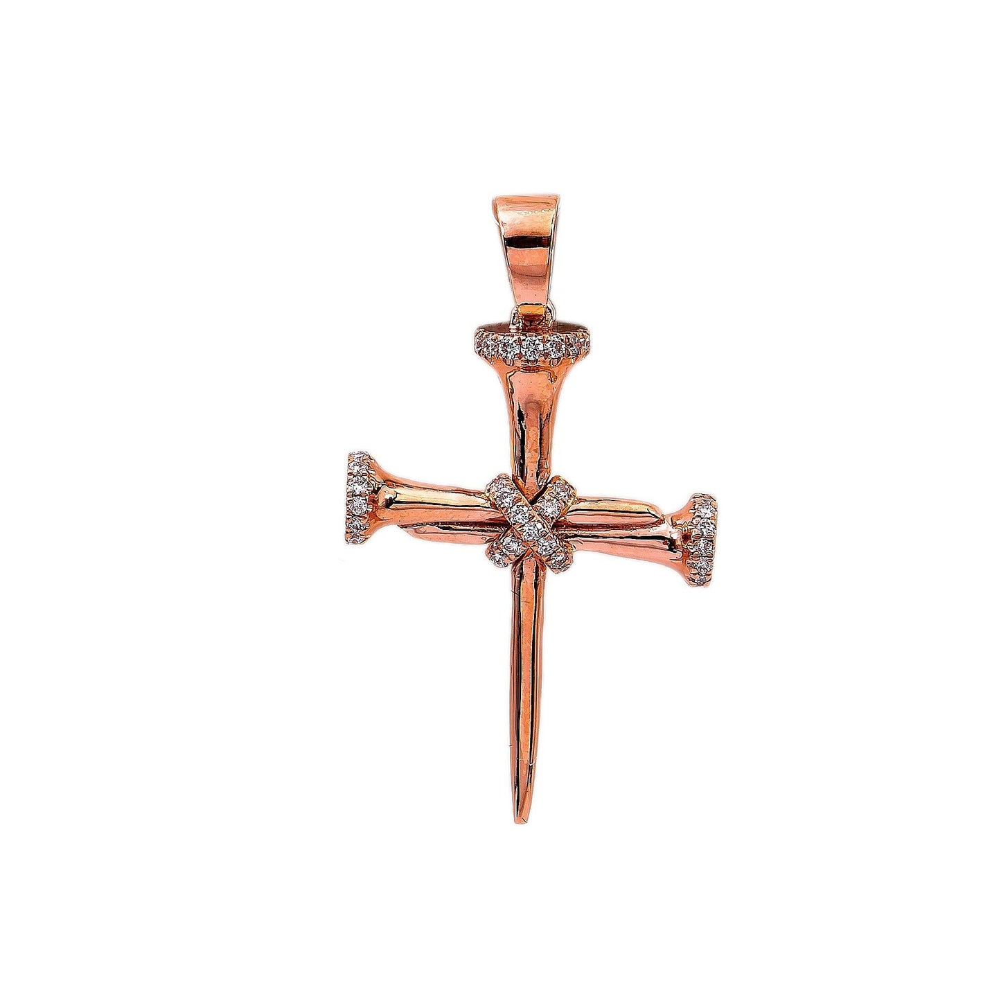 14K Rose Gold Diamond Cross Shaped Pendant