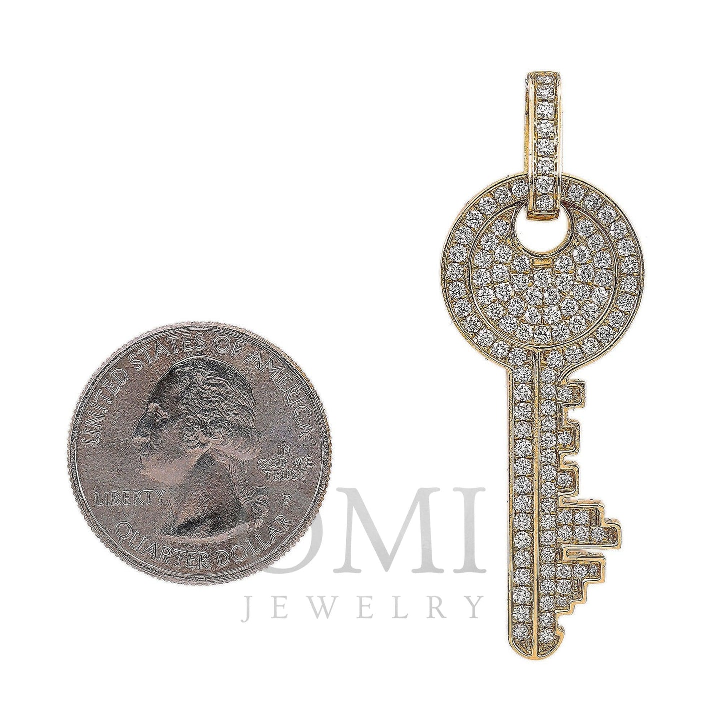 14K GOLD DIAMOND KEY PENDANT 1.62 CT