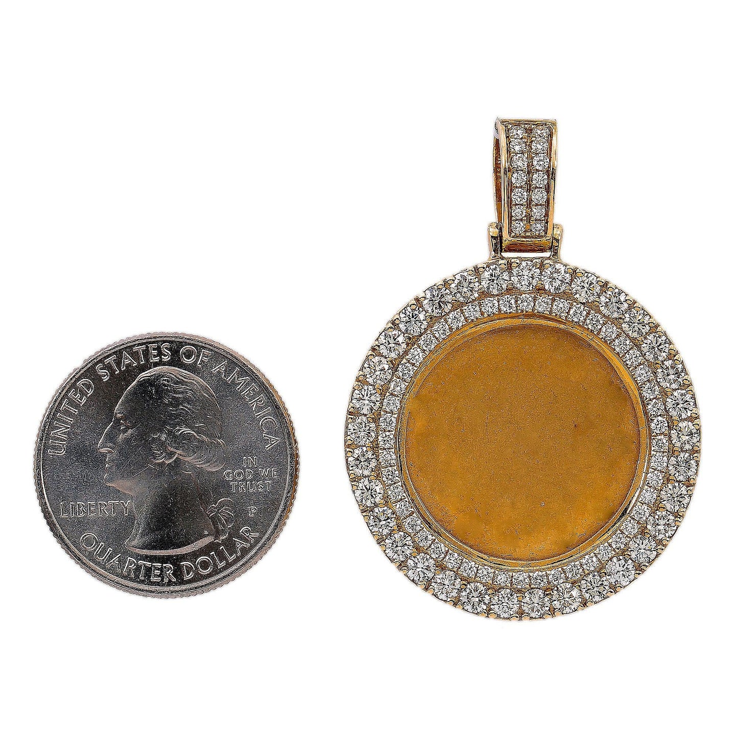 14K Yellow Gold Diamond Circle Shaped Pendant