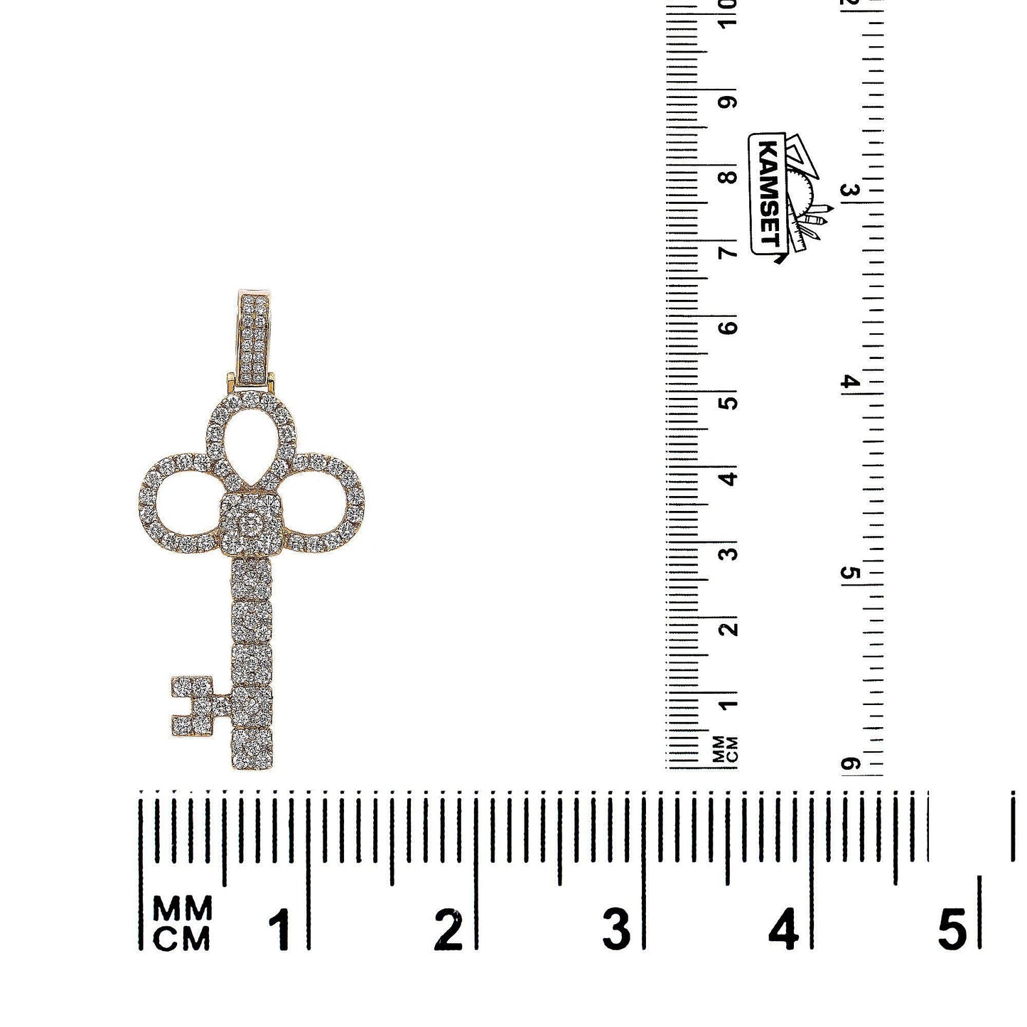 14K Yellow Gold Diamond Key Shaped Pendant
