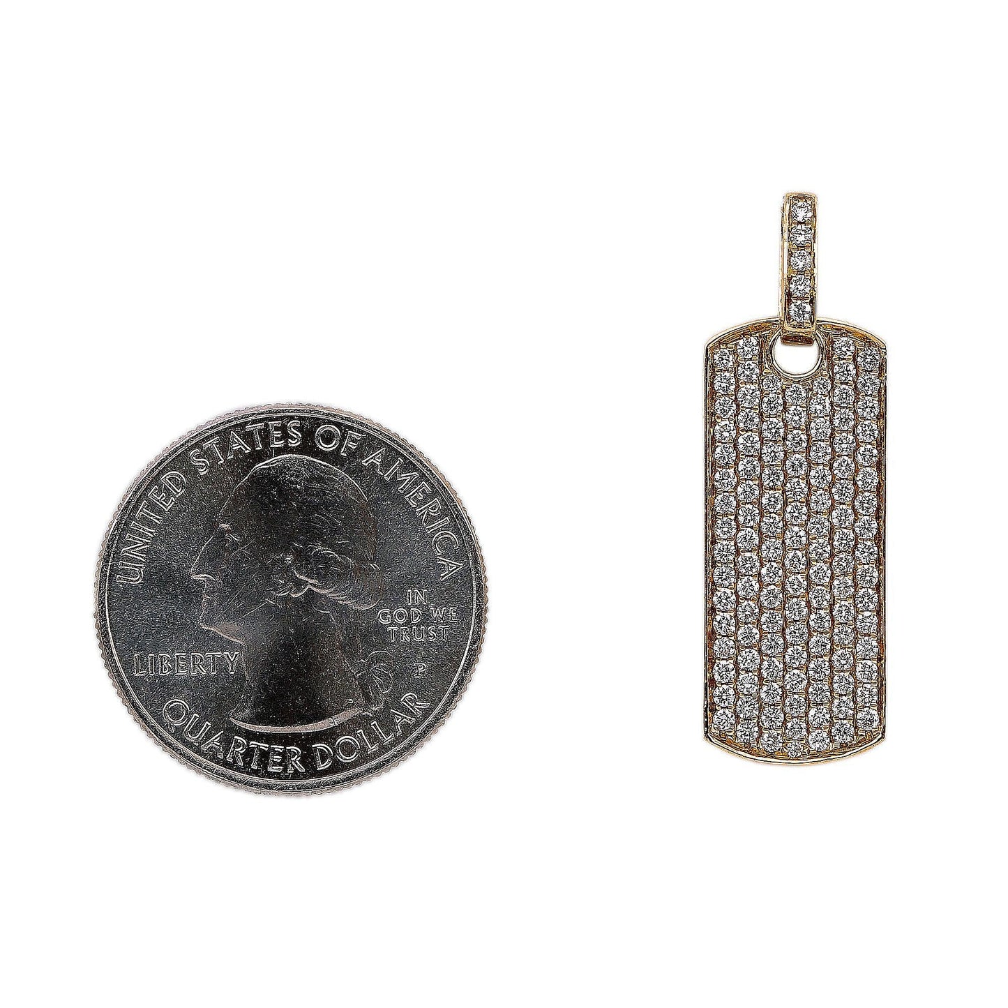 14K Yellow Gold Diamond Rectangular Shaped Pendant