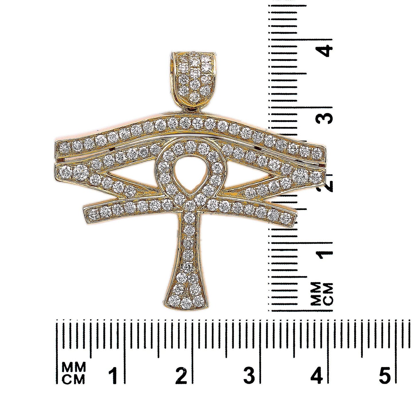 14K Yellow Gold Diamond Horus Eye Shaped Pendant