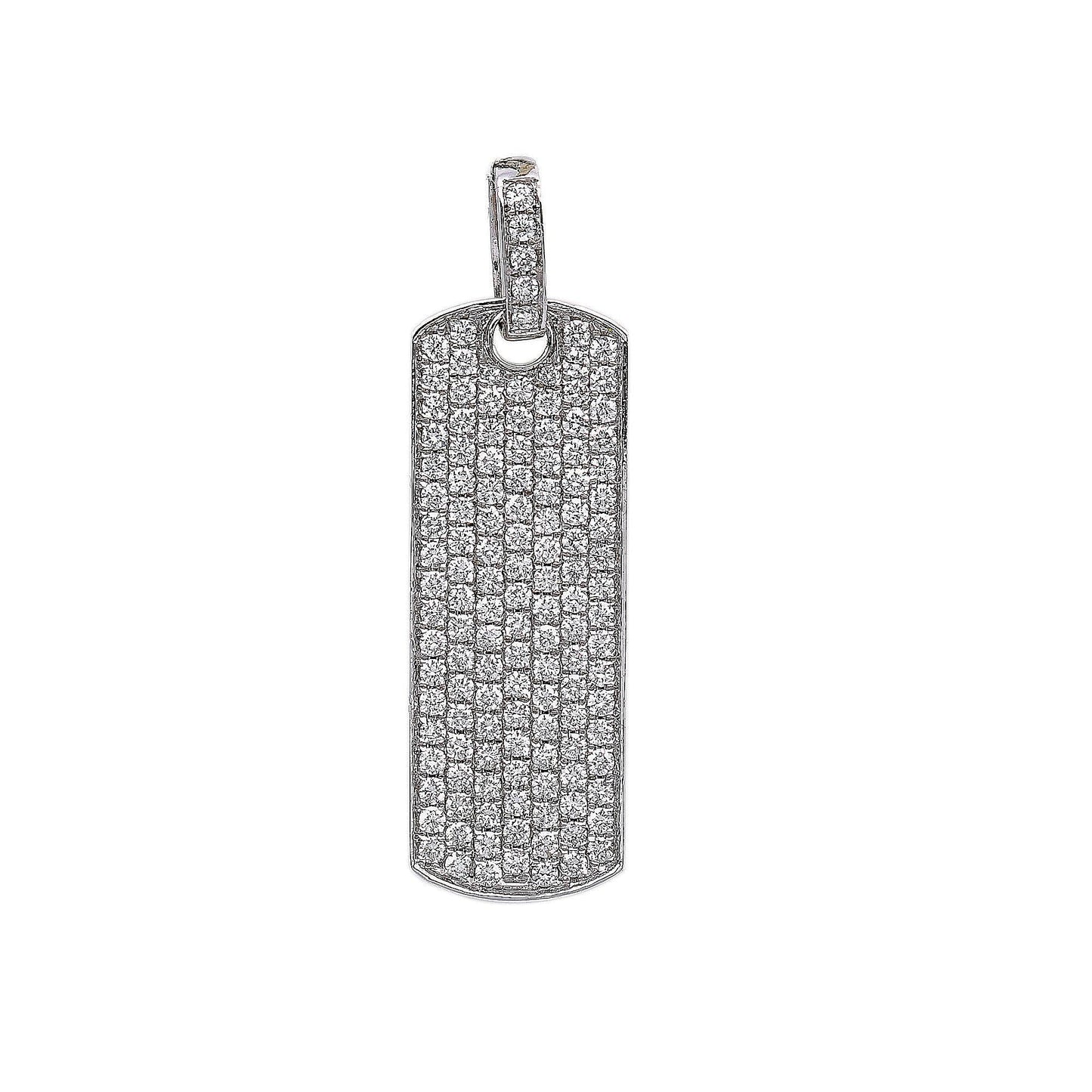 14K White Gold Diamond Rectangular Shaped Pendant