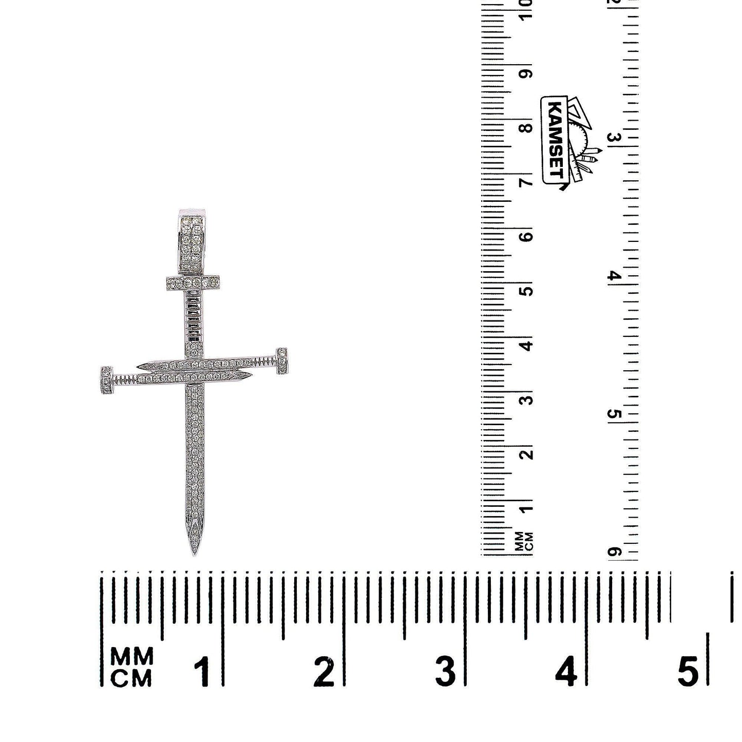 14K White Gold Diamond Cross Shaped Pendant