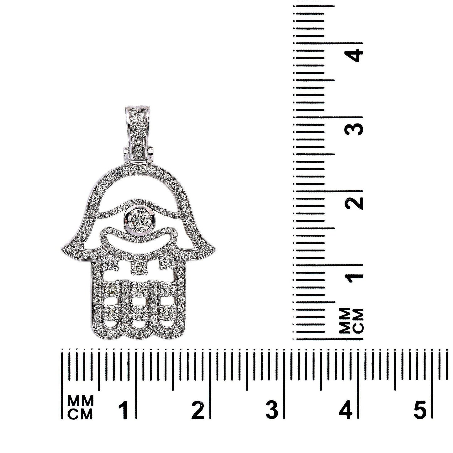 14K White Gold Diamond Hamsa Shaped Pendant
