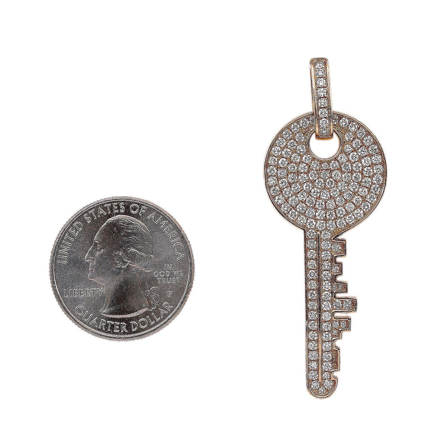 14K Yellow Gold Diamond Key Shaped Pendant