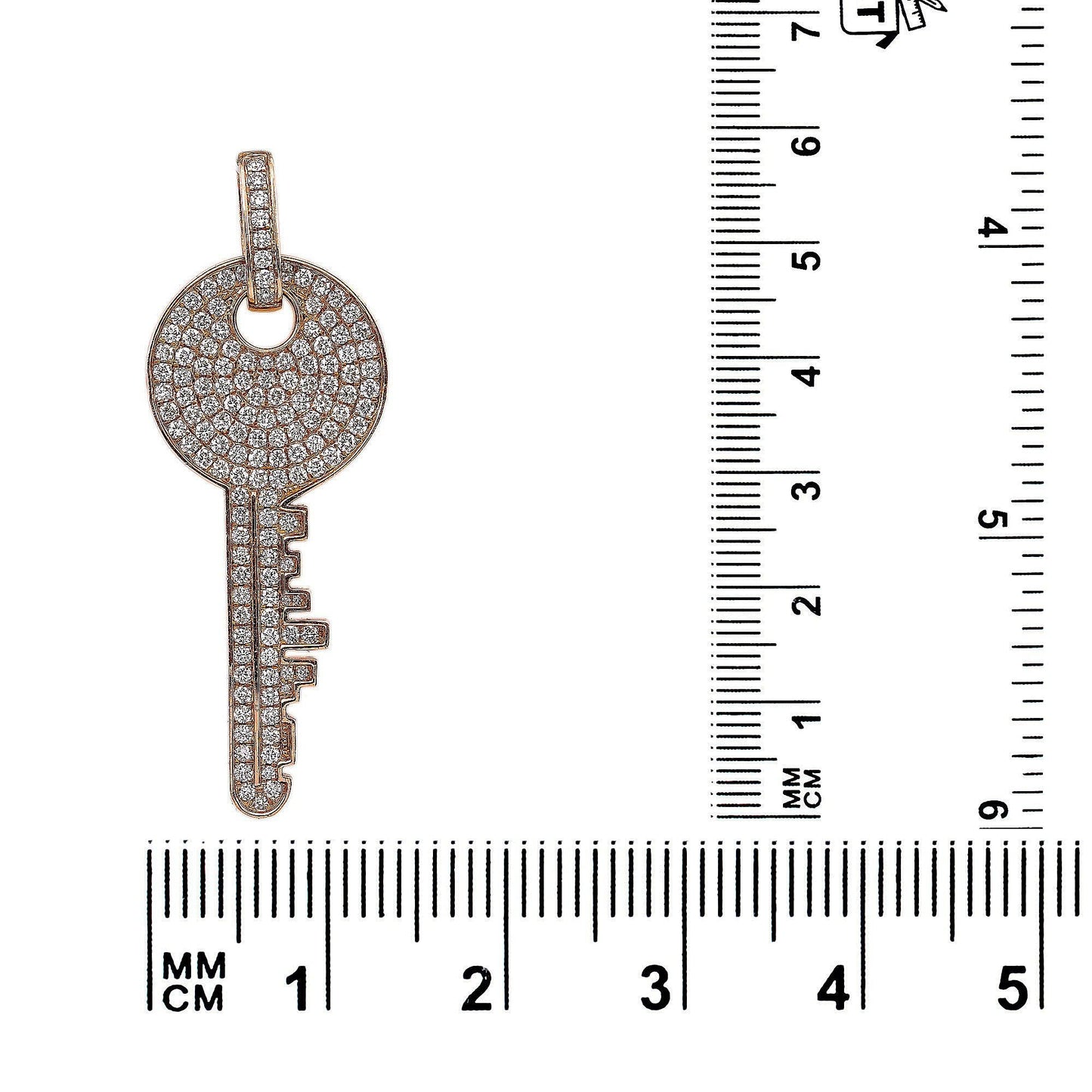 14K Yellow Gold Diamond Key Shaped Pendant