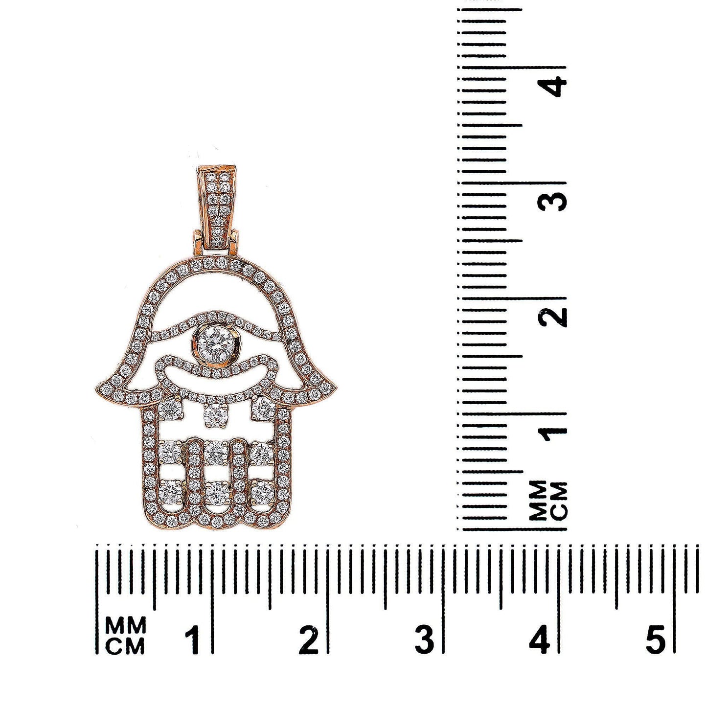 14K Rose Gold Diamond Hamsa Shaped Pendant