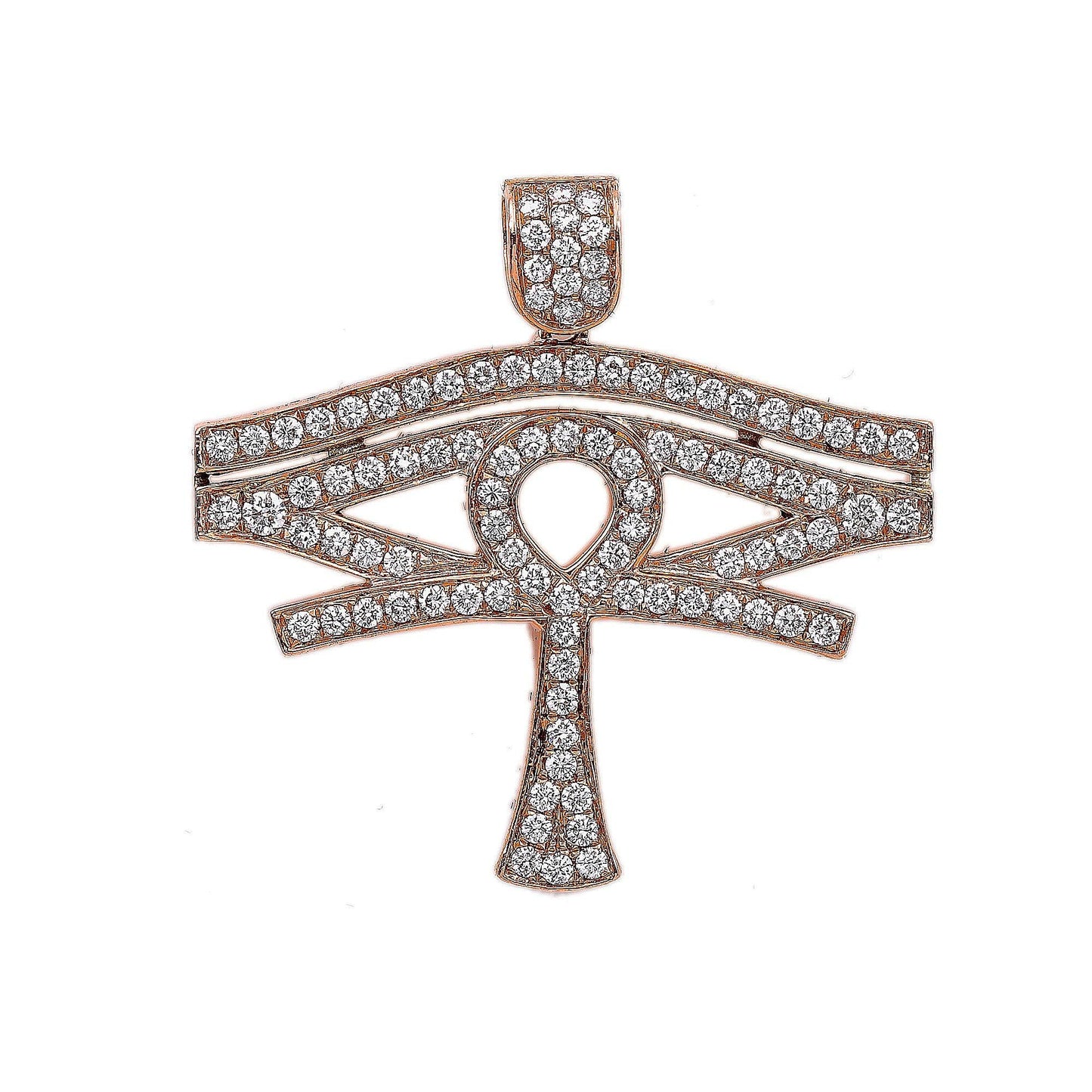 14K Rose Gold Diamond Horus Eye Shaped Pendant