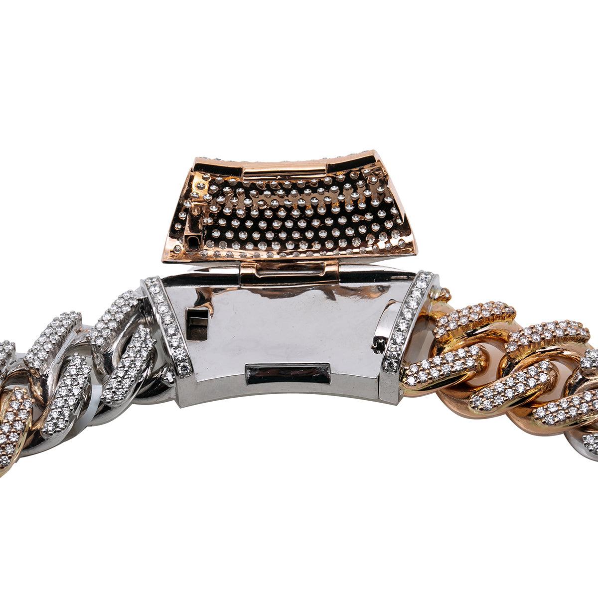 14K GOLD TWO TONE CUBAN CHAIN 25.62 CT DIAMONDS