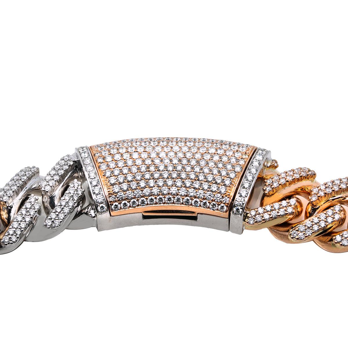 14K GOLD TWO TONE CUBAN CHAIN 25.62 CT DIAMONDS