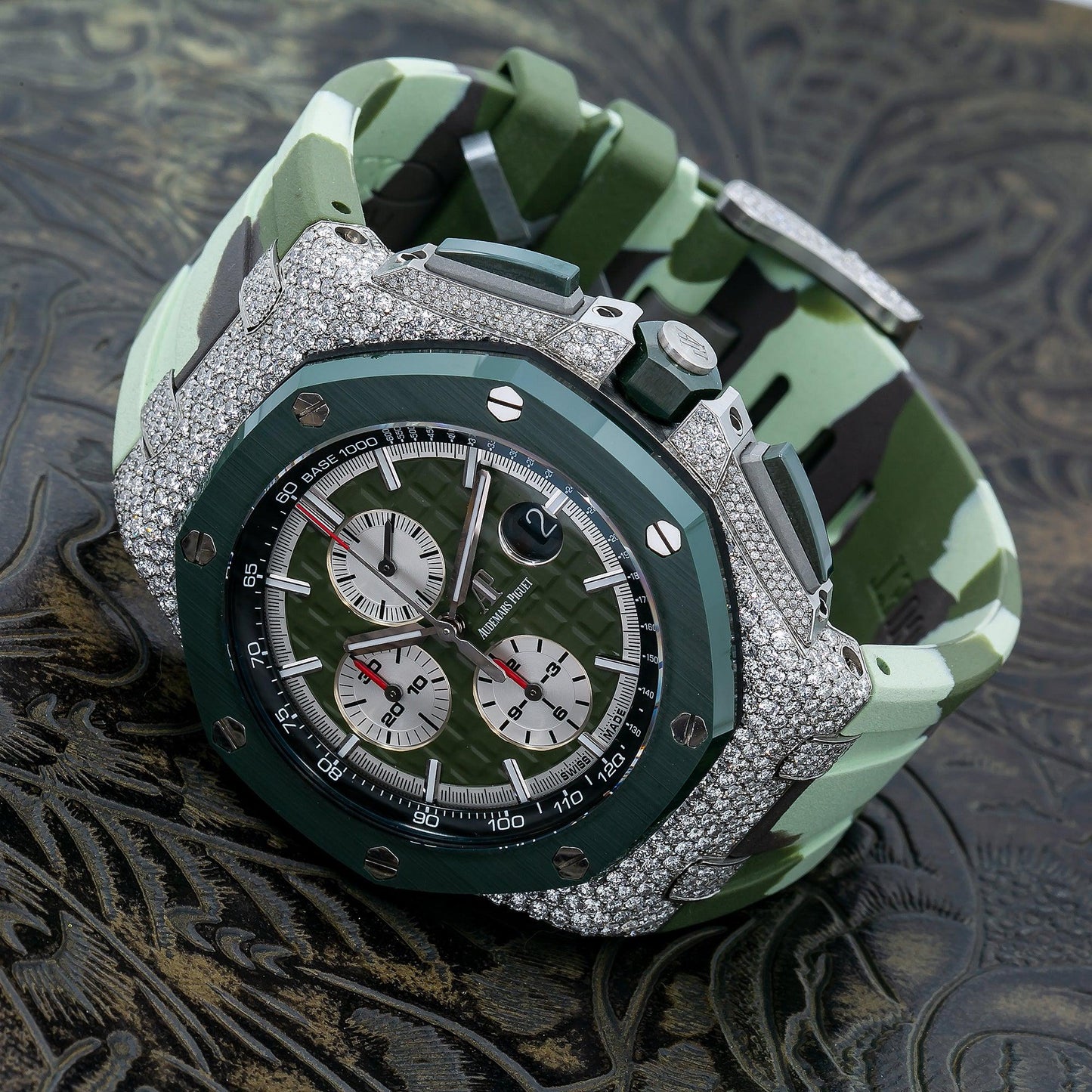 Audemars Piguet Royal Oak Offshore Chronograph 26400SO 44MM Green Dial With 7.25 CT Diamonds