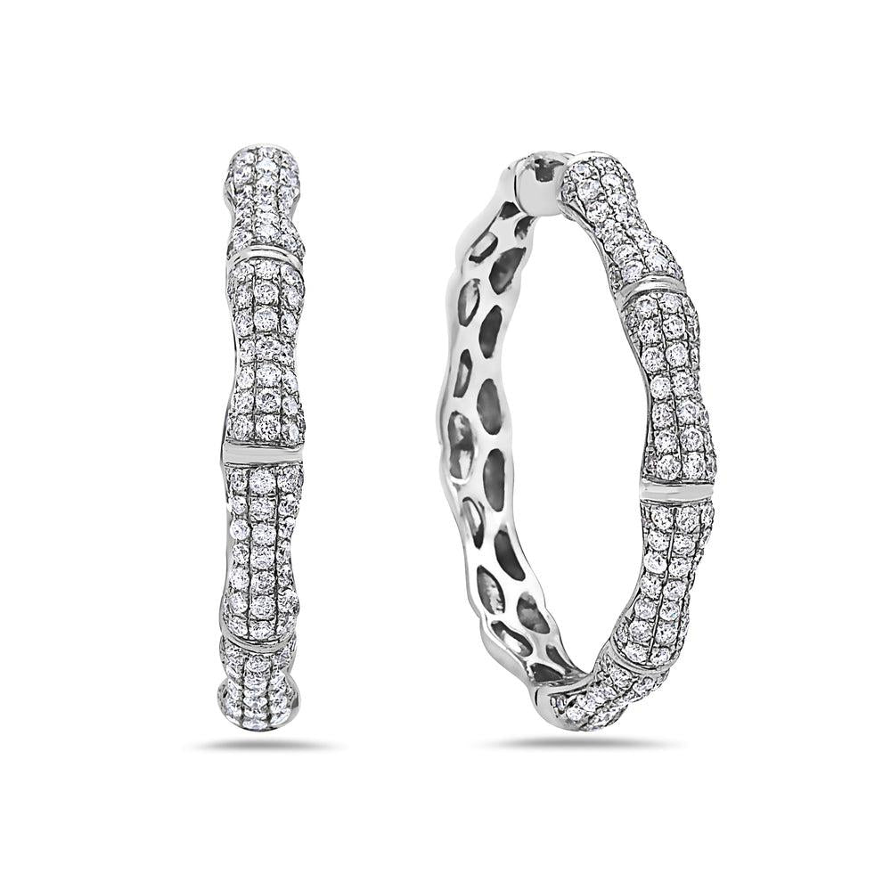 14K White Gold Ladies Earrings With 2.80 CT Diamonds