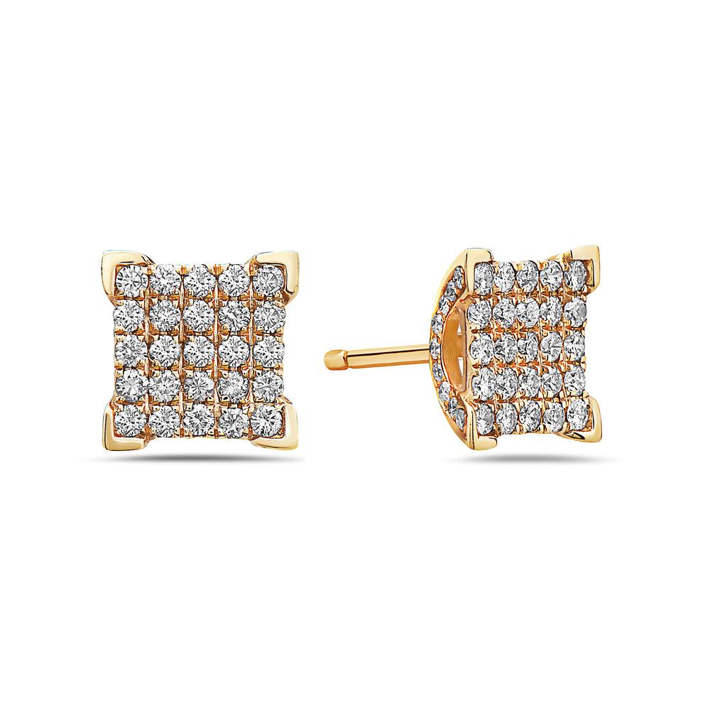 14K Yellow Gold Ladies Earrings With 1.21 CT Diamonds