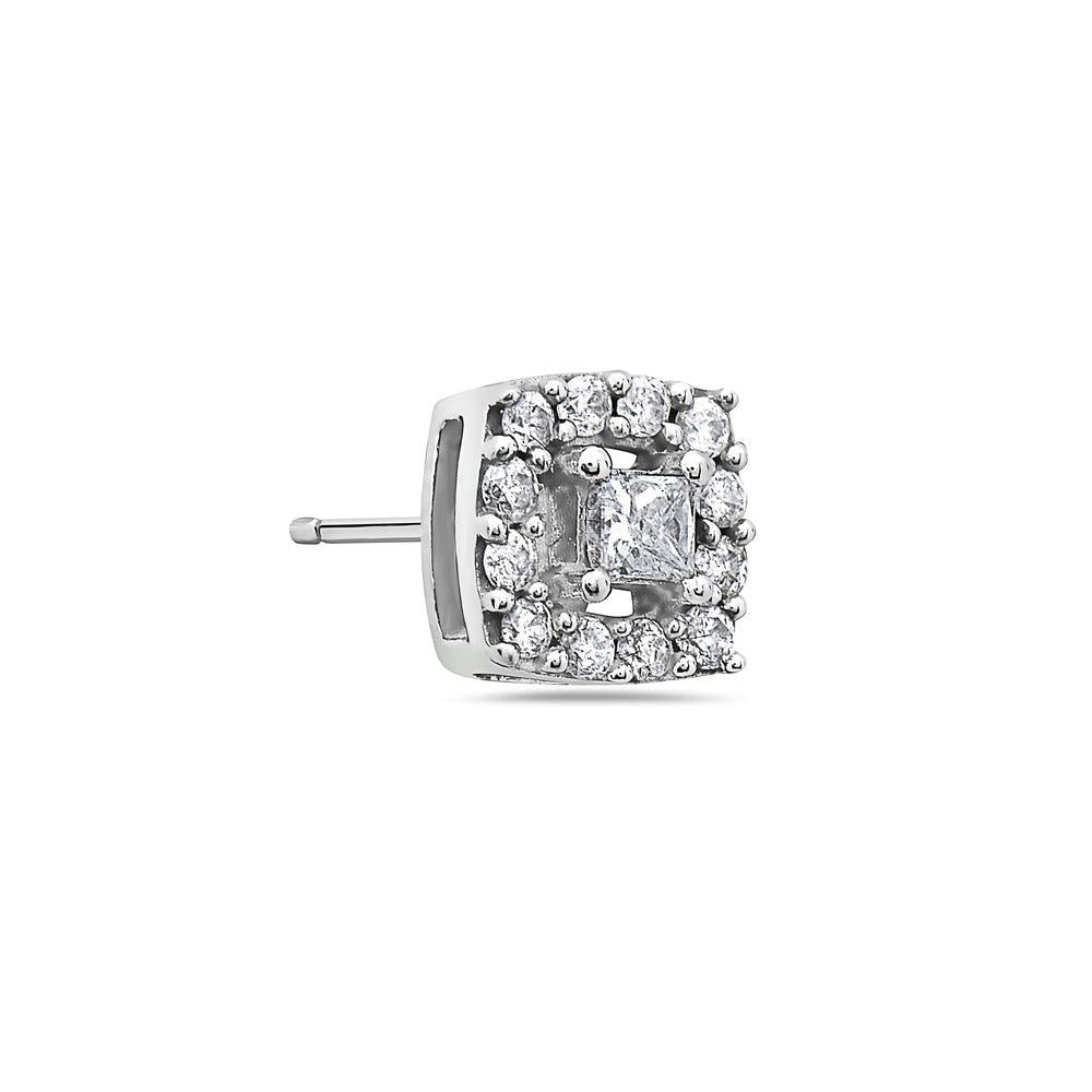 10K White Gold Diamond Earrings 0.75 CT