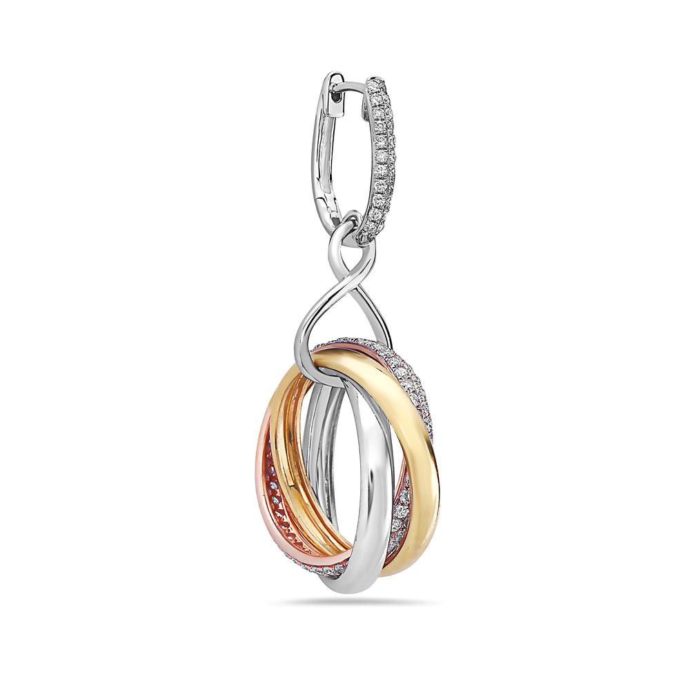 18K Yellow Gold Ladies Earrings With Round Shaped Diamonds