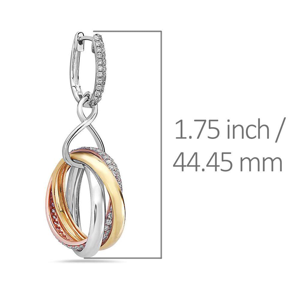 18K Yellow Gold Ladies Earrings With Round Shaped Diamonds