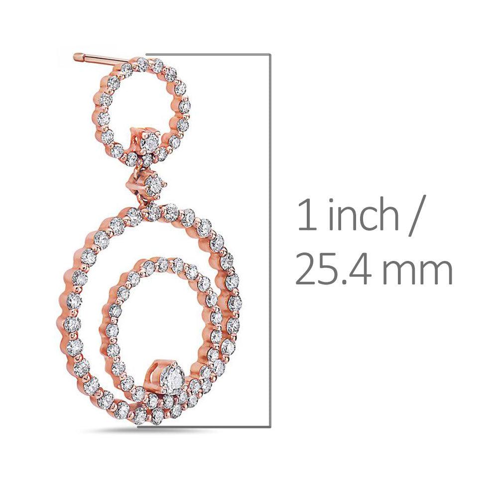 18K Rose Gold Ladies Earrings With 2.78 CT Diamonds