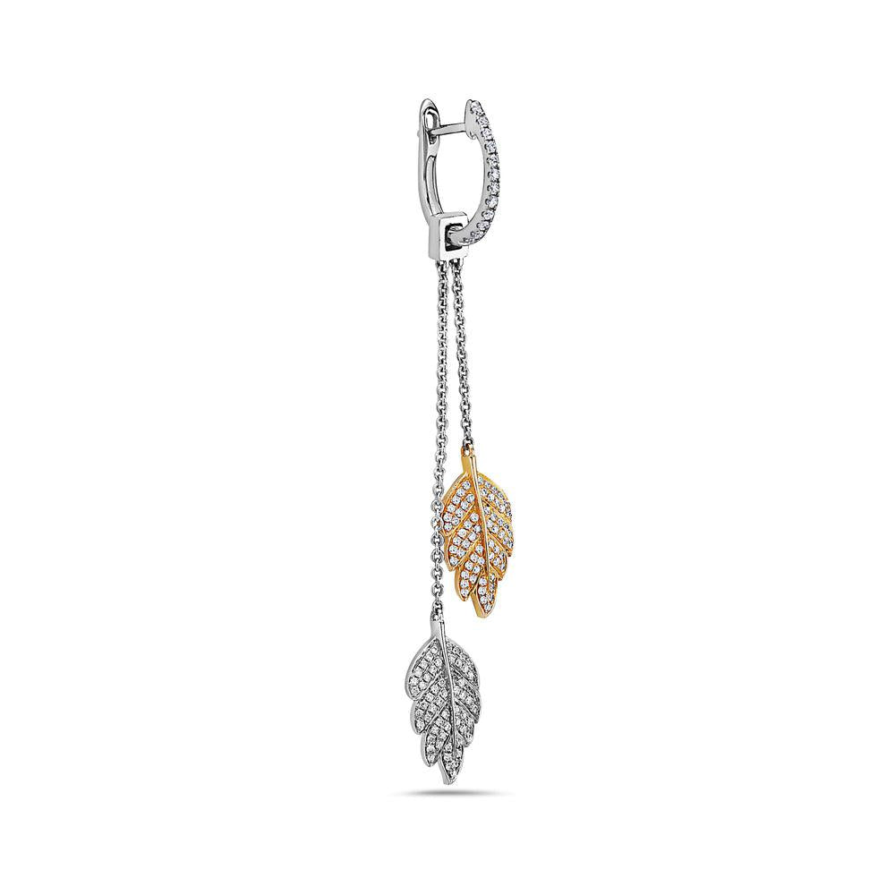 18K Yellow Gold Ladies Earrings With 0.81 CT Diamonds