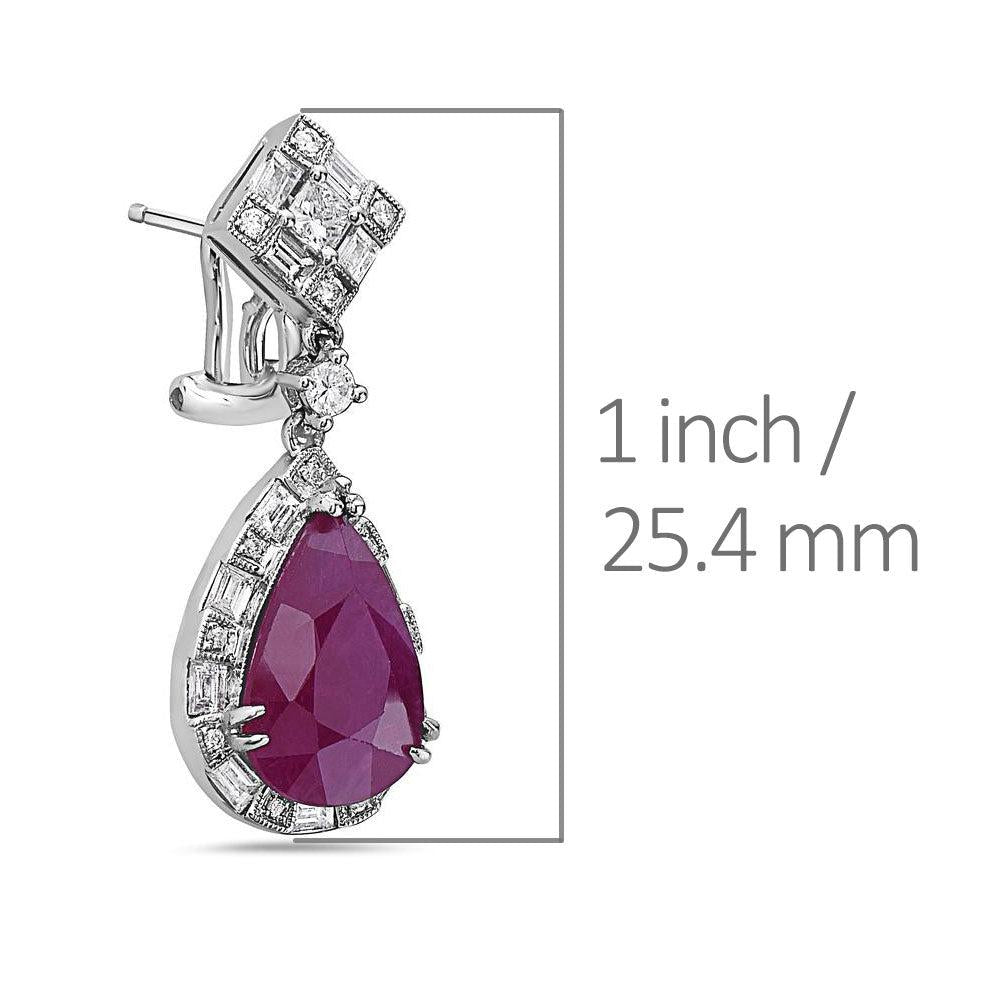 18K White Gold Ladies Earrings With White: 2.34 CTW Ruby: 9.00 CTW Diamonds