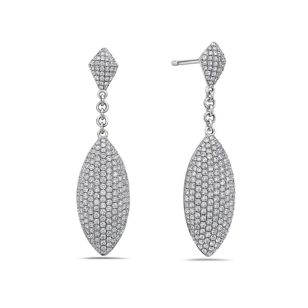 18K White Gold Ladies Earrings With White: 4.35 CTW Diamonds