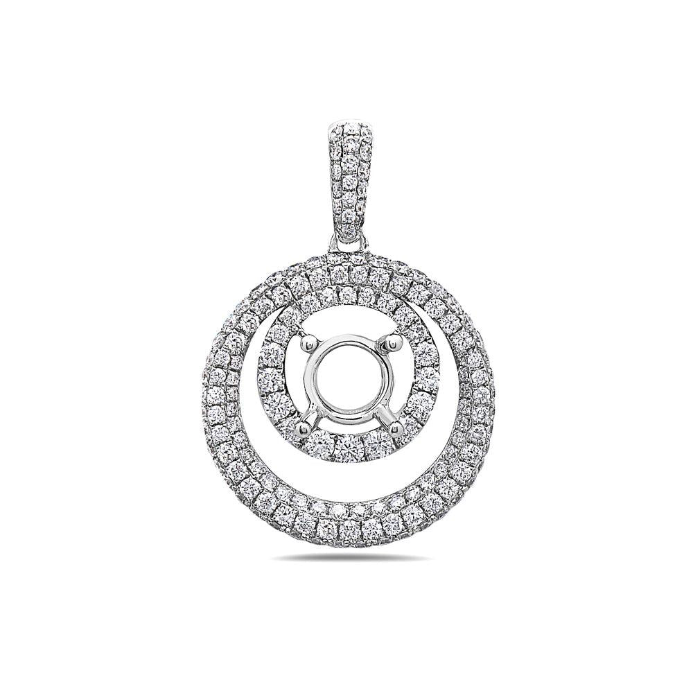 18K White Gold Floating Circles Women's Pendant with 1.51CT Diamonds