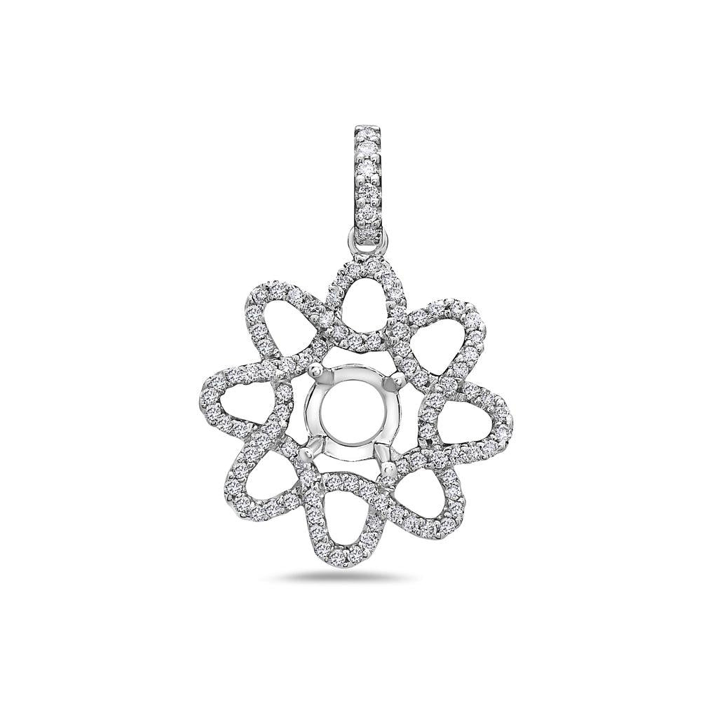 18K White Gold Flower Women's Pendant with 0.72CT Diamonds