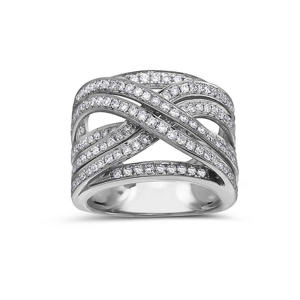 Ladies 18k White Gold Diamond 1.55 CT Right Hand Ring